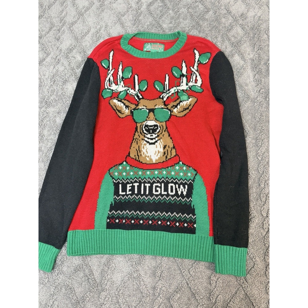 Ugly Sweater Company Christmas "Let It Glow" LED Light-Up Unisex Size Small
